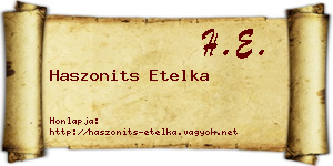 Haszonits Etelka névjegykártya